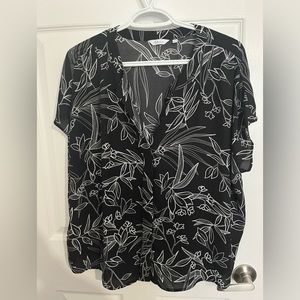 Black and white floral blouse